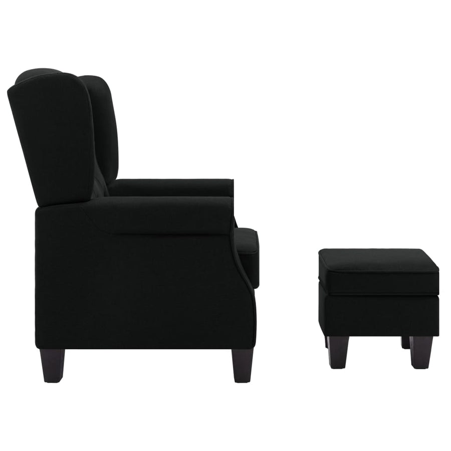 Fauteuil Met Voetenbankje Stof Zwart