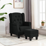 Fauteuil met voetenbankje stof zwart 68x78x94 cm