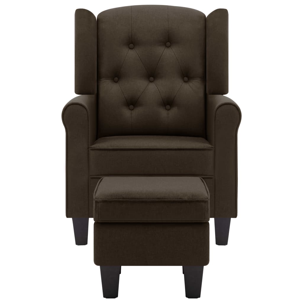 Fauteuil Met Voetenbankje Stof Bruin