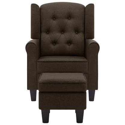 Fauteuil Met Voetenbankje Stof Bruin