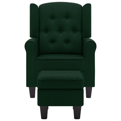 Fauteuil Met Voetenbankje Stof Donkergroen