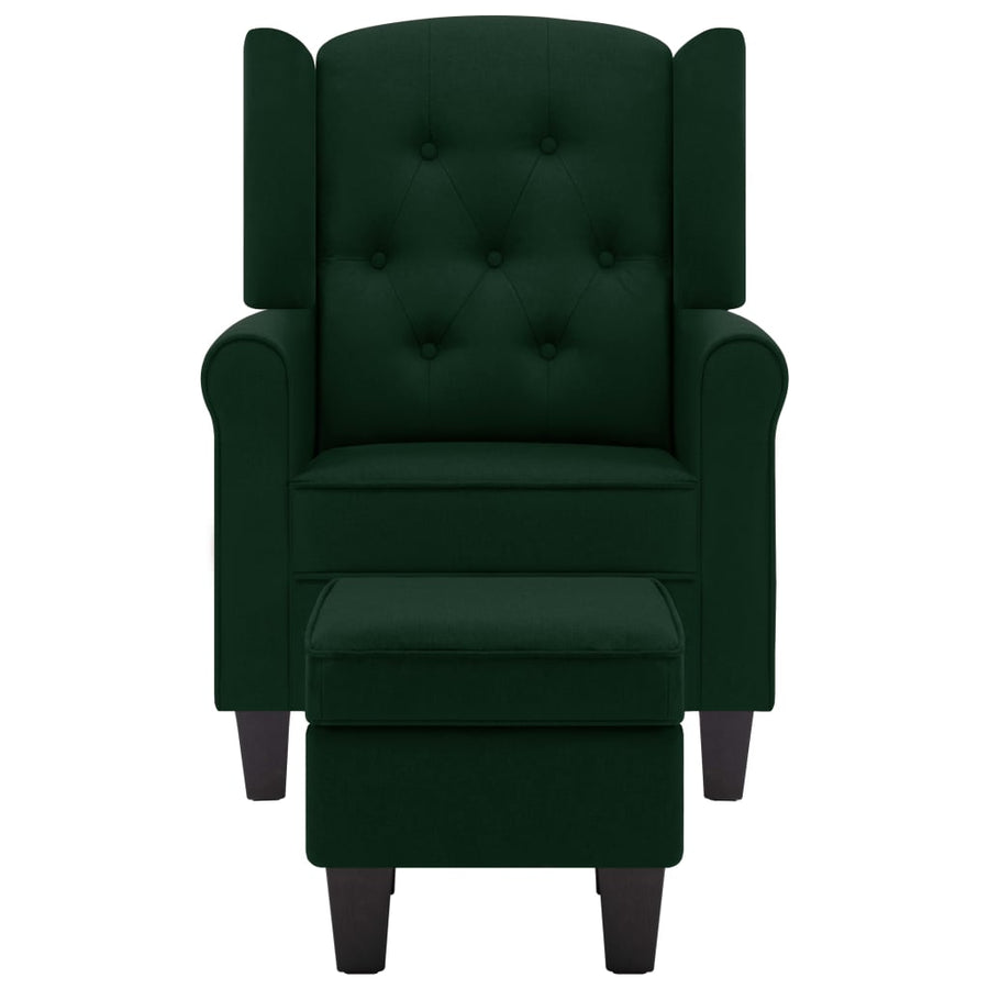 Fauteuil Met Voetenbankje Stof Donkergroen