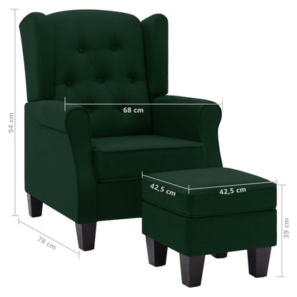 Fauteuil Met Voetenbankje Stof Donkergroen
