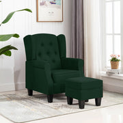 Fauteuil met voetenbankje stof donkergroen 68x78x94 cm