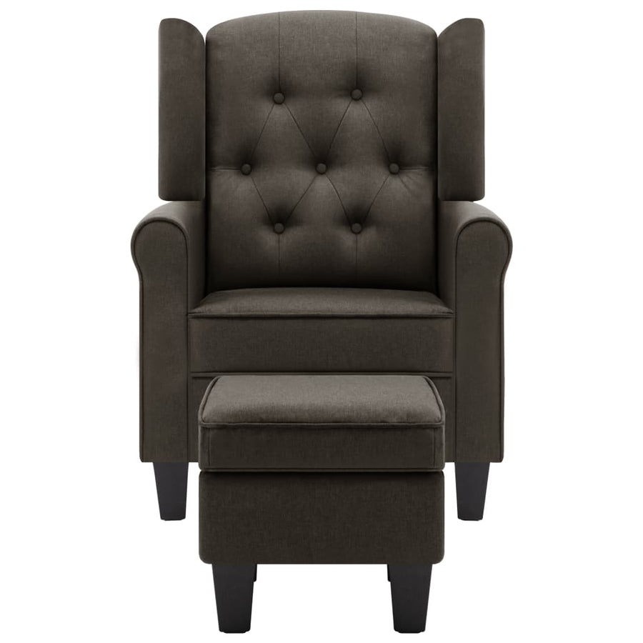 Fauteuil Met Voetenbankje Stof Taupe