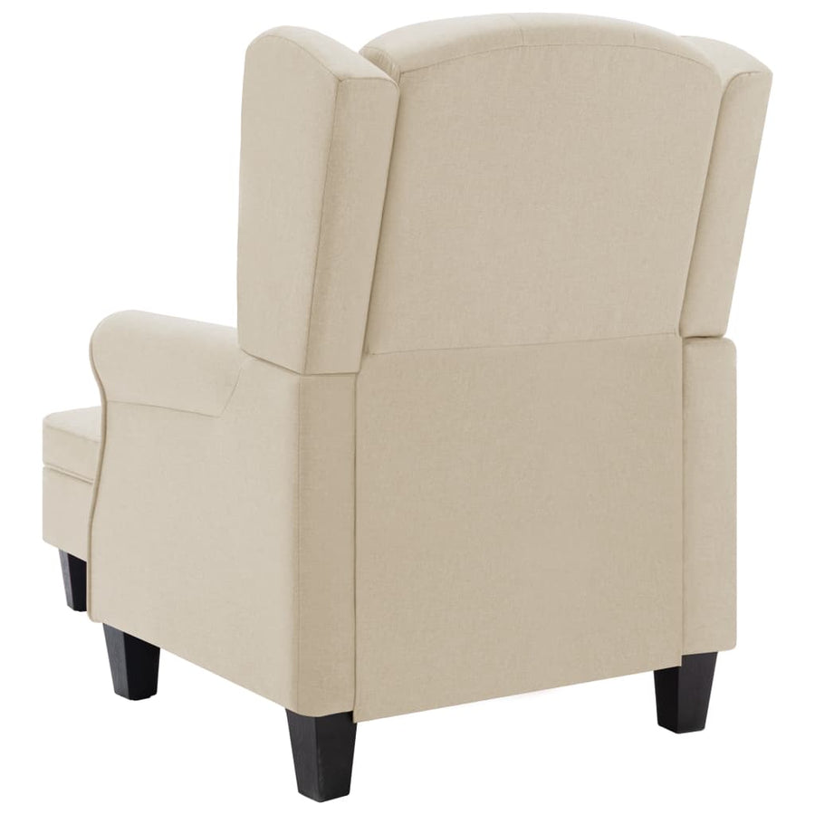 Fauteuil met voetenbankje stof crèmekleurig Crème
