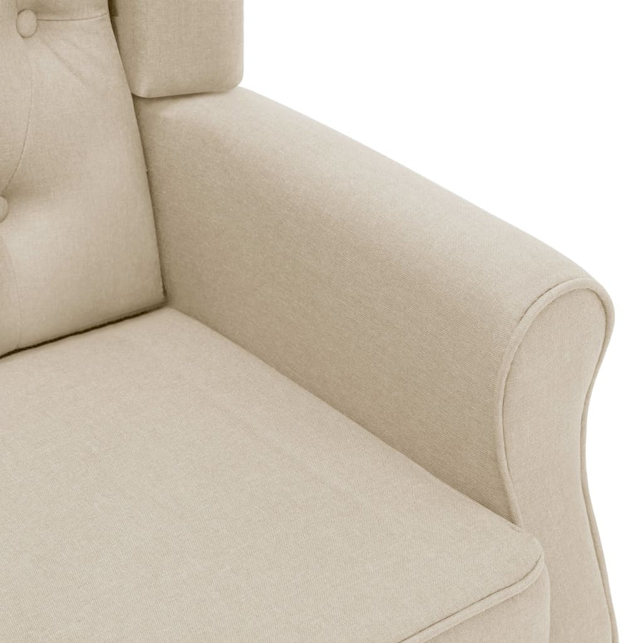 Fauteuil met voetenbankje stof crèmekleurig Crème