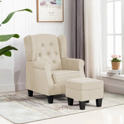 Fauteuil met voetenbank stof crèmekleurig 68x78x94 cm