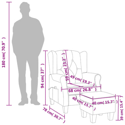 Massagestoel Met Voetenbankje Stof Donkergrijs