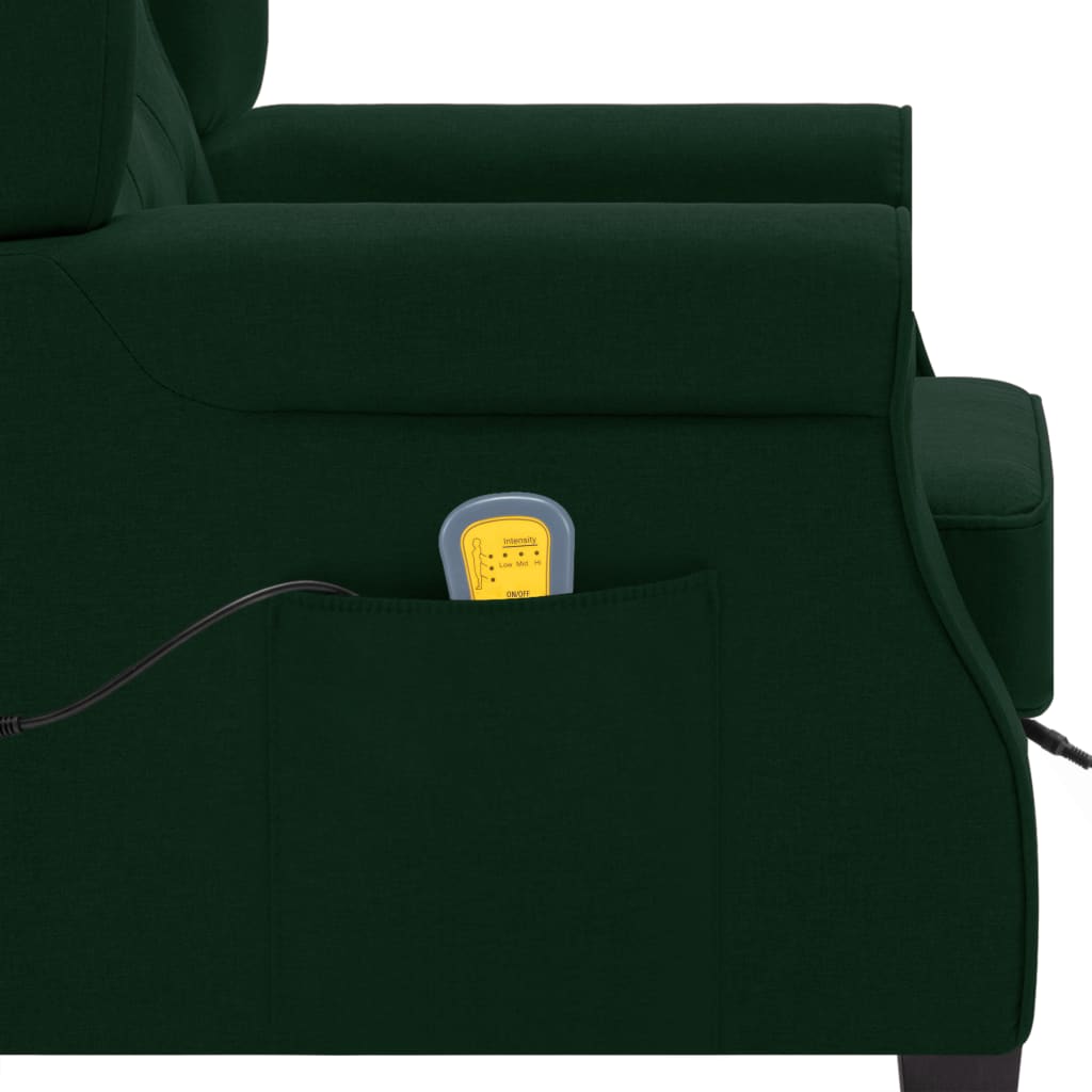 Massagestoel met voetenbankje stof donkergroen