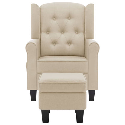 Massagestoel Met Voetenbankje Stof Kleurig Crème