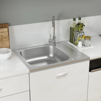 Gootsteen Met Afvoerset 500X600X155 Mm Roestvrij Staal Zilver