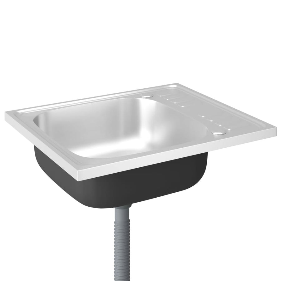 Gootsteen Met Afvoerset 500X600X155 Mm Roestvrij Staal Zilver