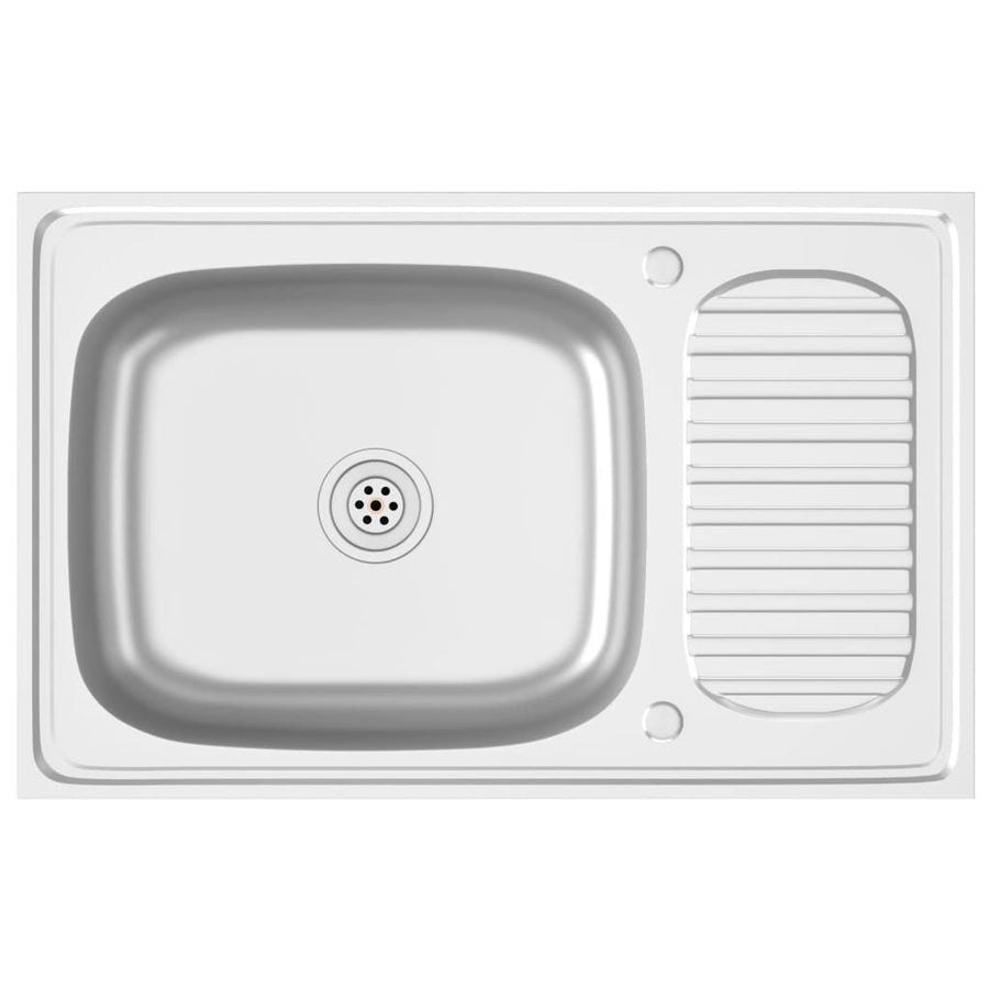 Gootsteen Met Afvoerset 800X500X155 Mm Roestvrij Staal Zilver