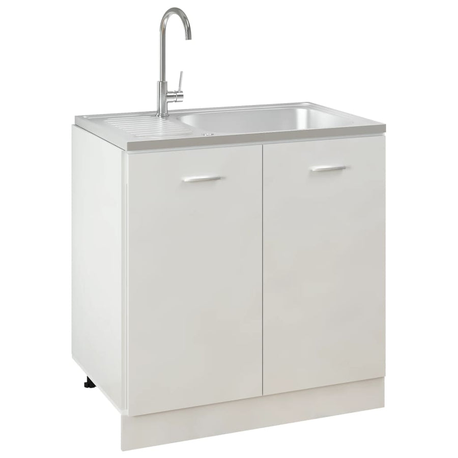 Gootsteen Met Afvoerset 800X500X155 Mm Roestvrij Staal Zilver