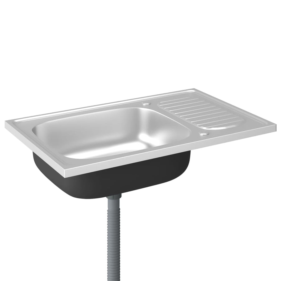 Gootsteen Met Afvoerset 800X500X155 Mm Roestvrij Staal Zilver