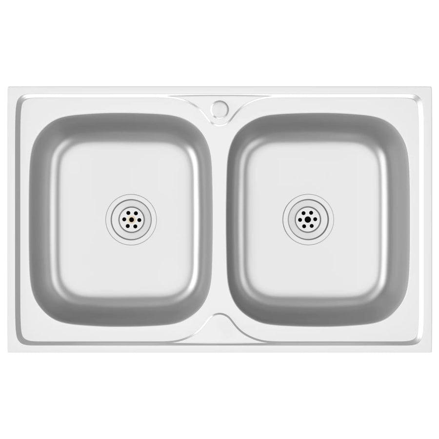 Gootsteen Dubbele Bakken 800X500X155 Mm Roestvrij Staal Zilver