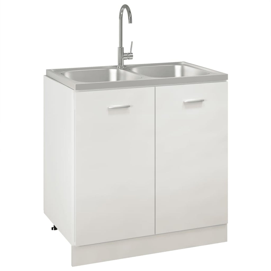 Gootsteen Dubbele Bakken 800X500X155 Mm Roestvrij Staal Zilver