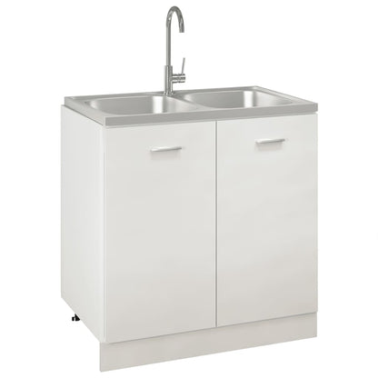 Gootsteen Dubbele Bakken Roestvrij Staal Zilver 800 x 500 x 155 mm