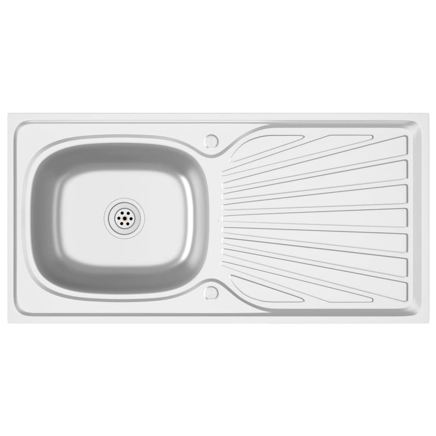 Gootsteen Met Afvoerset 1000X500X155 Mm Roestvrij Staal Zilver