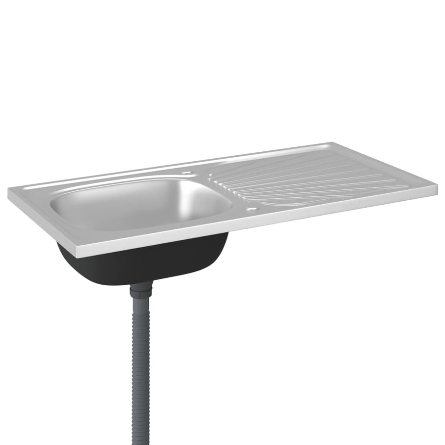 Gootsteen Met Afvoerset 1000X500X155 Mm Roestvrij Staal Zilver