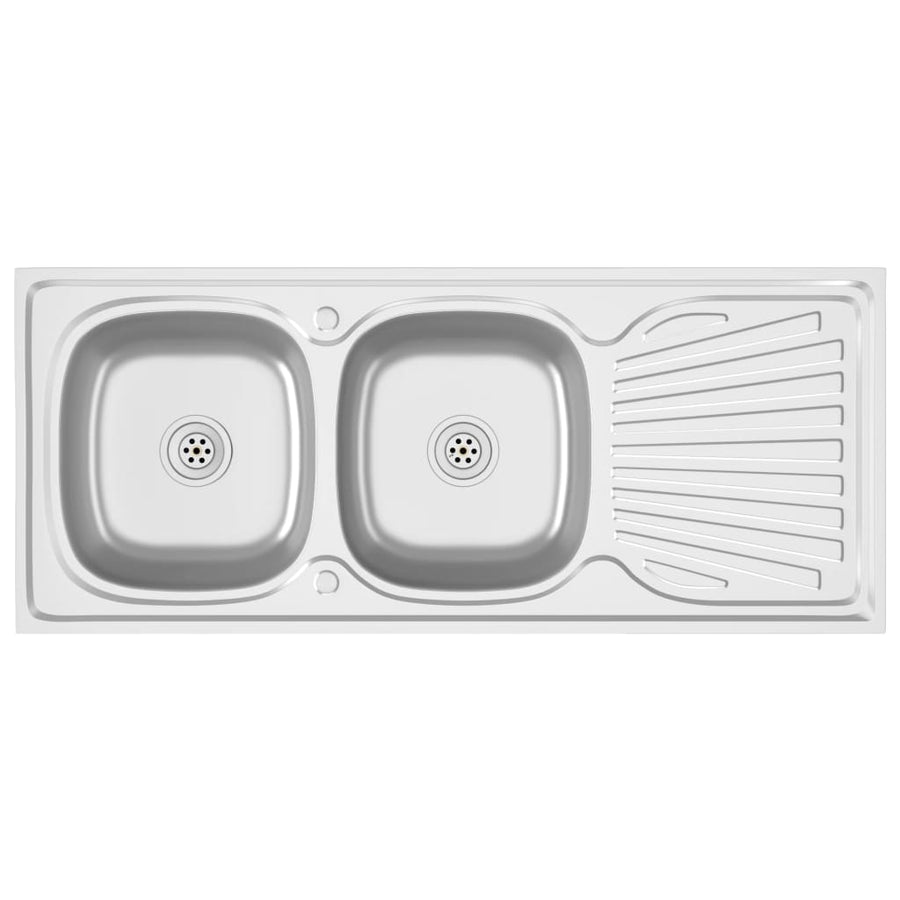 Gootsteen Dubbele Bakken 1200X500X155 Mm Roestvrij Staal Zilver