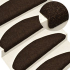 Stair Mats Self-Adhesive 15 pieces 56x17x3 cm Brown Half-Round