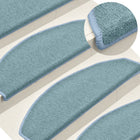 Stair Mats 15 pcs 65x24x4 cm Sea Blue Half-Round Large