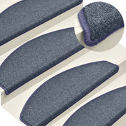 Stair mats 15 pcs 65x24x4 cm dark grey and blue semicircular large