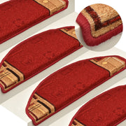 Self-adhesive stair mats 15 pcs 65x21x4 cm red