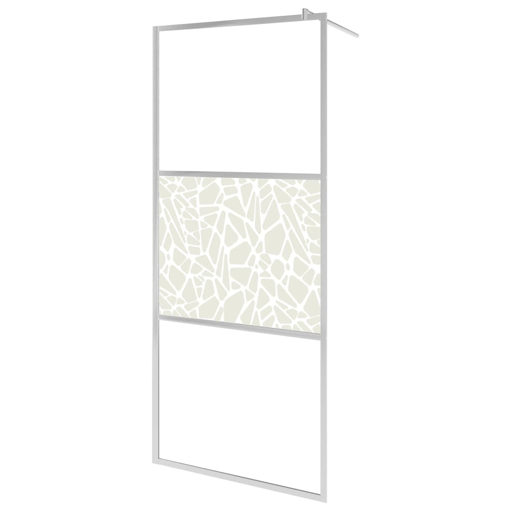 Inloopdouchewand Met Stenenmotief Esg-Glas 80 x 195 cm Zilver glass and stone