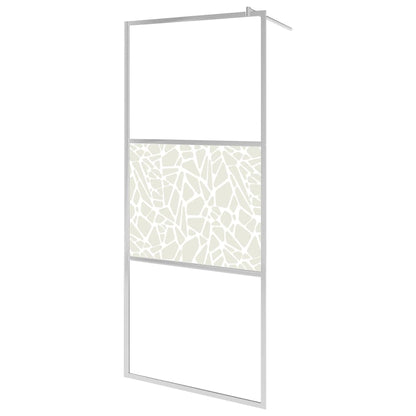 Inloopdouchewand Met Stenenmotief Esg-Glas 80 x 195 cm Zilver glass and stone