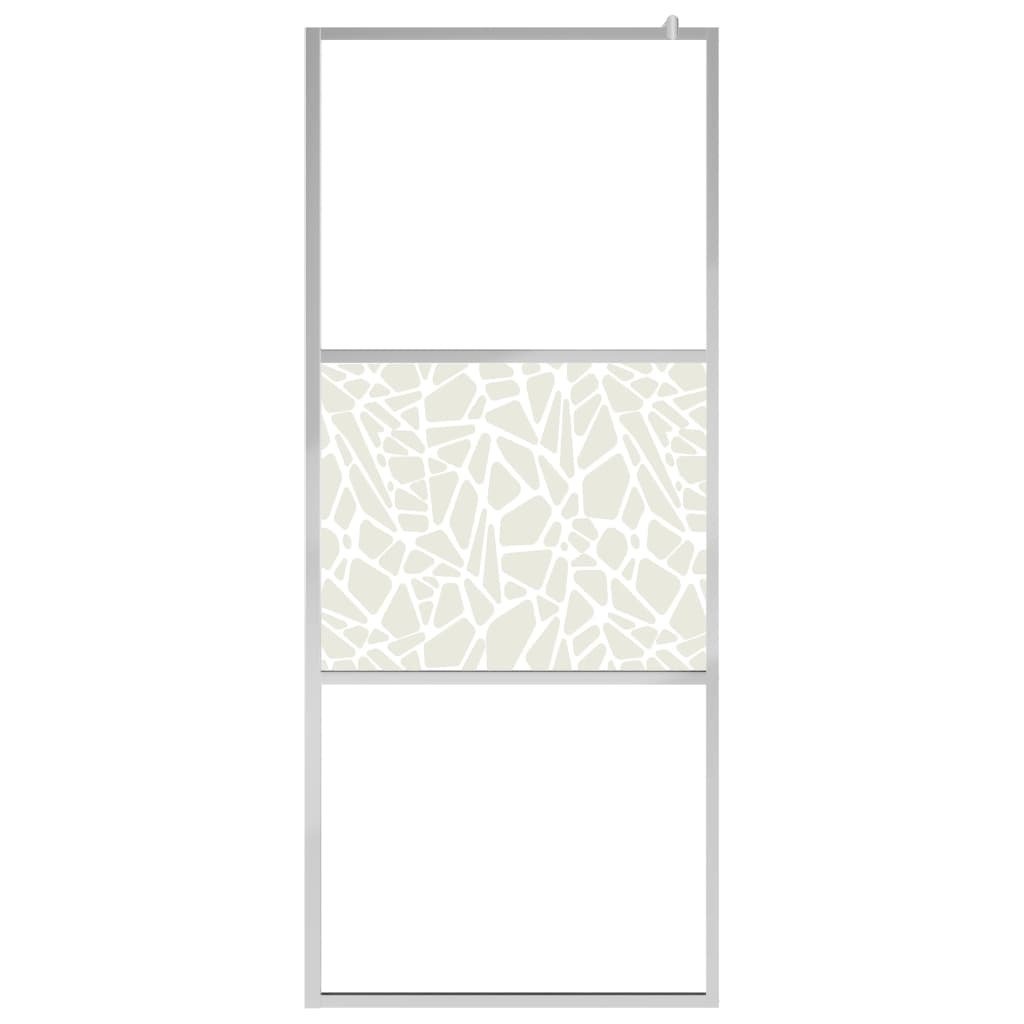 Inloopdouchewand Met Stenenmotief Esg-Glas 100 x 195 cm Zilver glass and stone