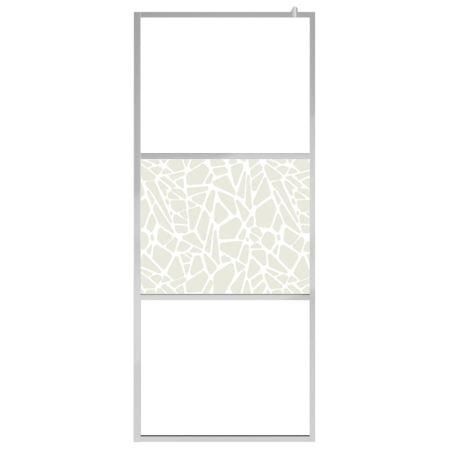 Inloopdouchewand Met Stenenmotief Esg-Glas 100 x 195 cm Zilver glass and stone