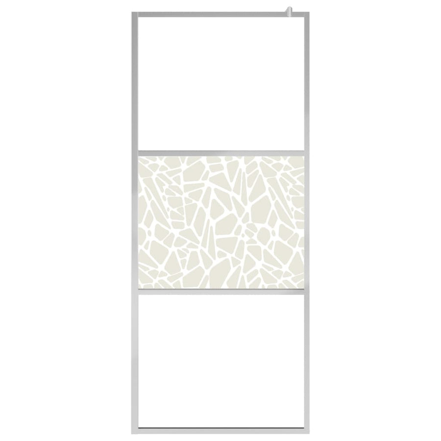 Inloopdouchewand Met Stenenmotief Esg-Glas 115 x 195 cm Zilver glass and stone
