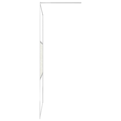 Inloopdouchewand Met Stenenmotief Esg-Glas 115 x 195 cm Zilver glass and stone