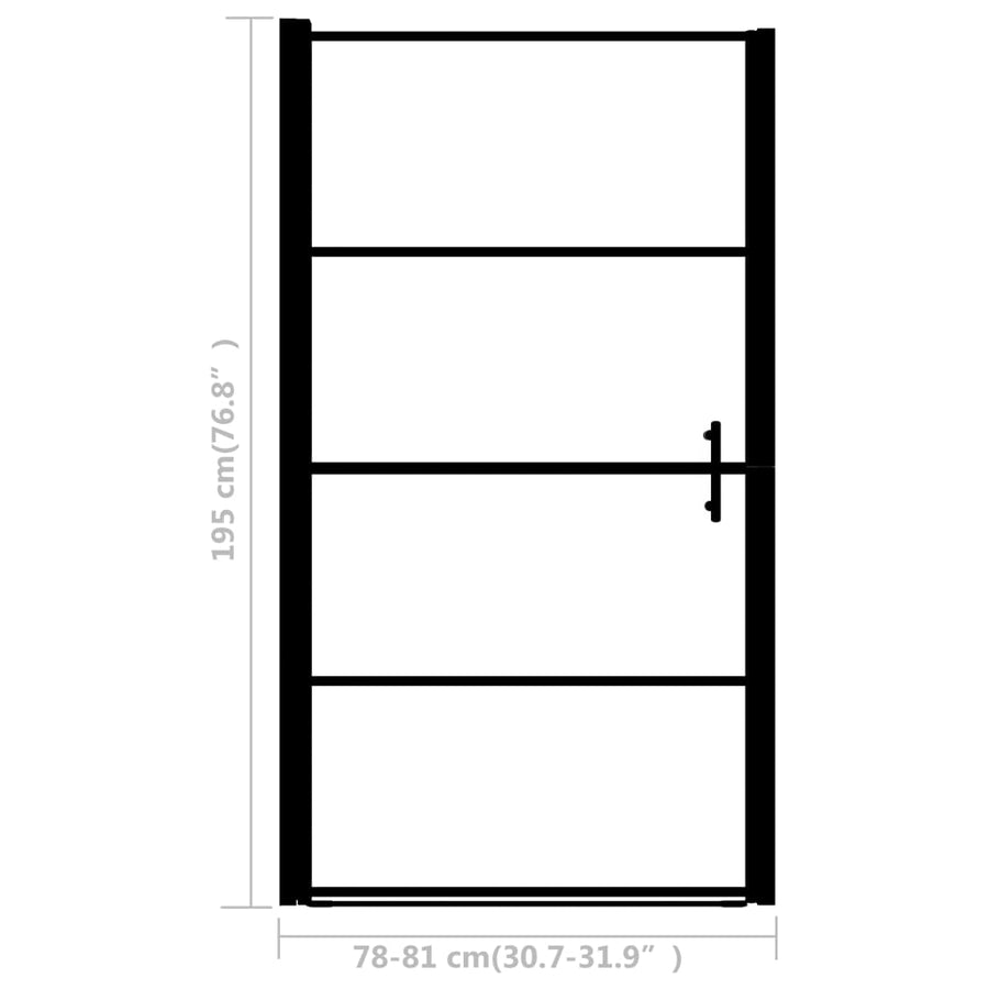 Douchedeur mat 81x195 cm gehard glas zwart 81 x 195 cm Zwart
