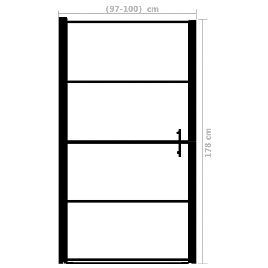 Douchedeur mat 100x178 cm gehard glas zwart 100 x 178 cm Zwart