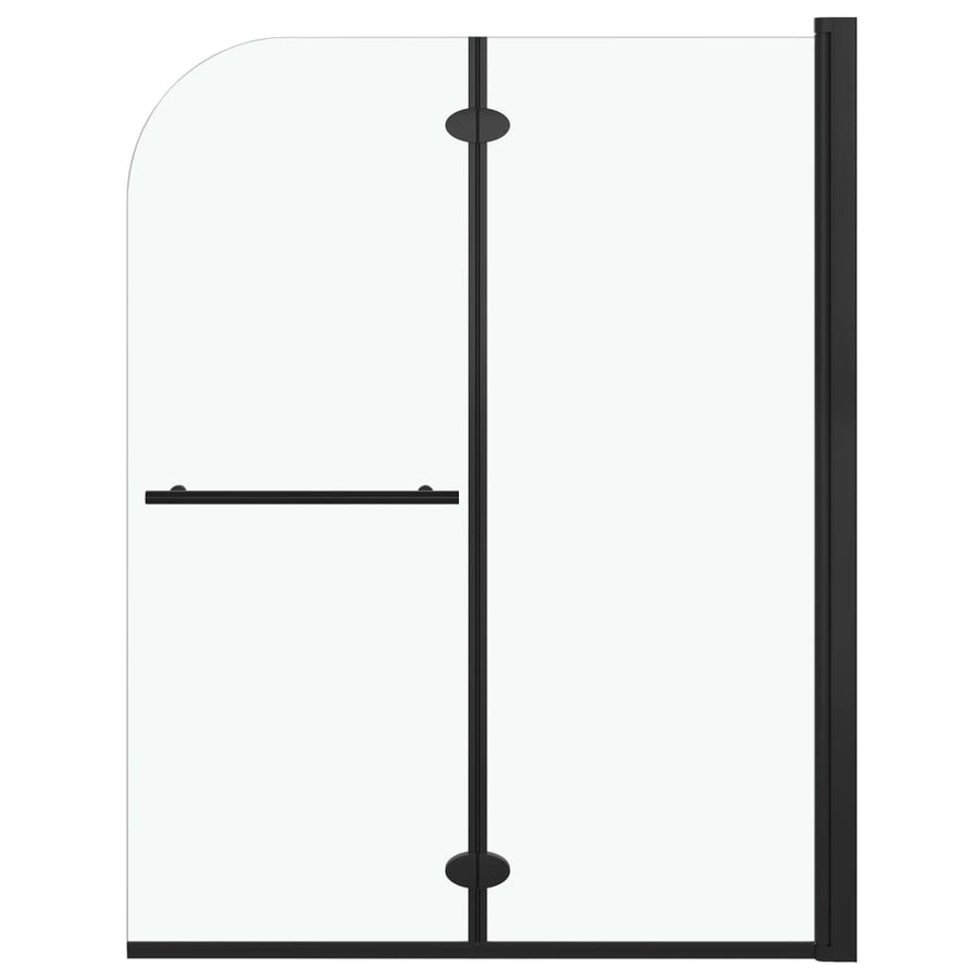 Douchewand Inklapbaar 2 Panelen Esg Zwart 95 x 140 cm