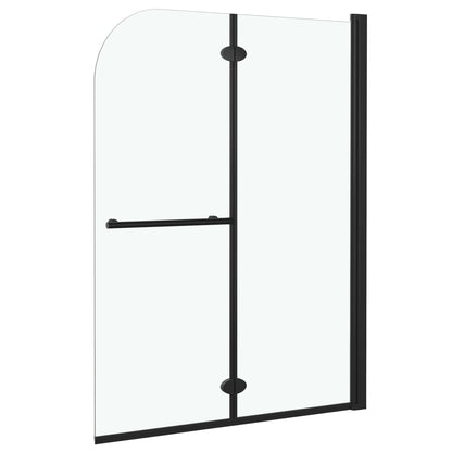 Douchewand Inklapbaar 2 Panelen Esg Zwart 95 x 140 cm