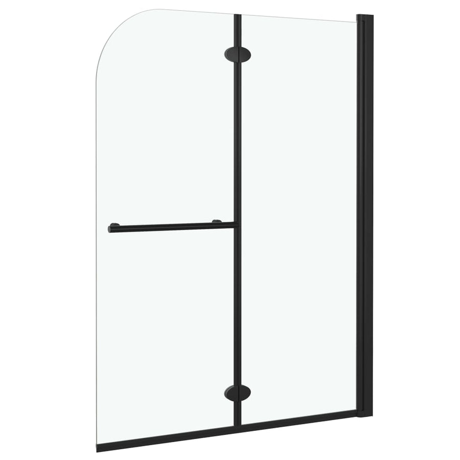 Douchewand Inklapbaar 2 Panelen Esg Zwart 95 x 140 cm