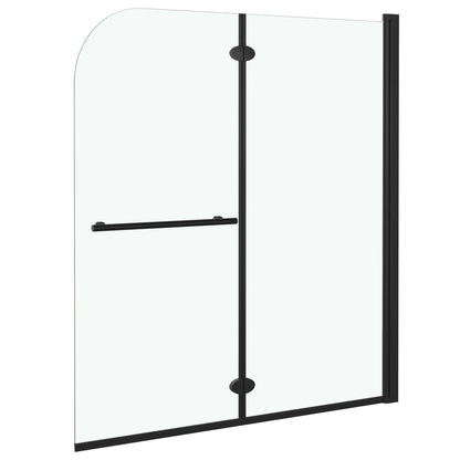 Douchewand Inklapbaar 2 Panelen Esg Zwart 120 x 140 cm