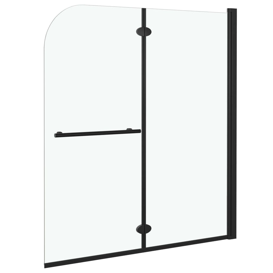 Douchewand Inklapbaar 2 Panelen Esg Zwart 120 x 140 cm