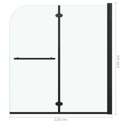 Douchewand Inklapbaar 2 Panelen Esg Zwart 120 x 140 cm