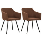 Eetkamerstoelen stof bruin set 2