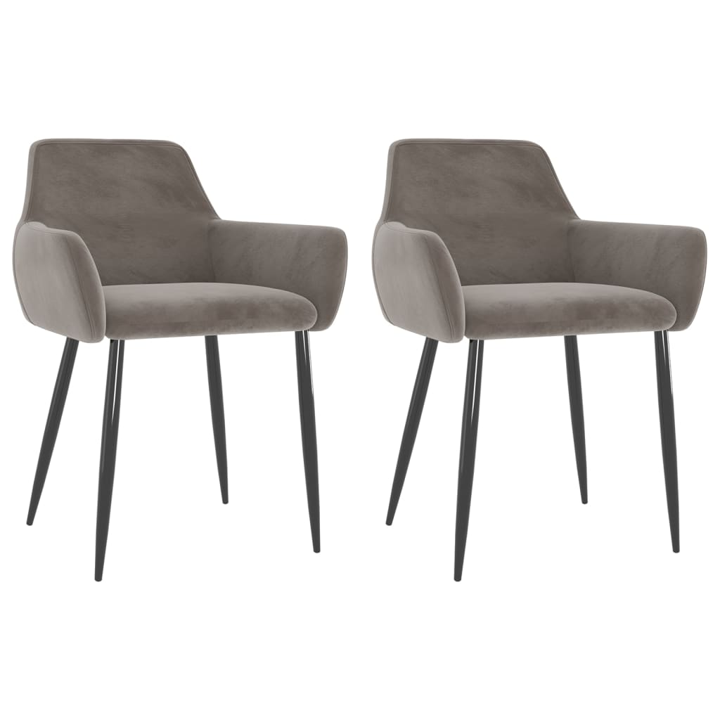 Eetkamerstoelen 2 st fluweel lichtgrijs