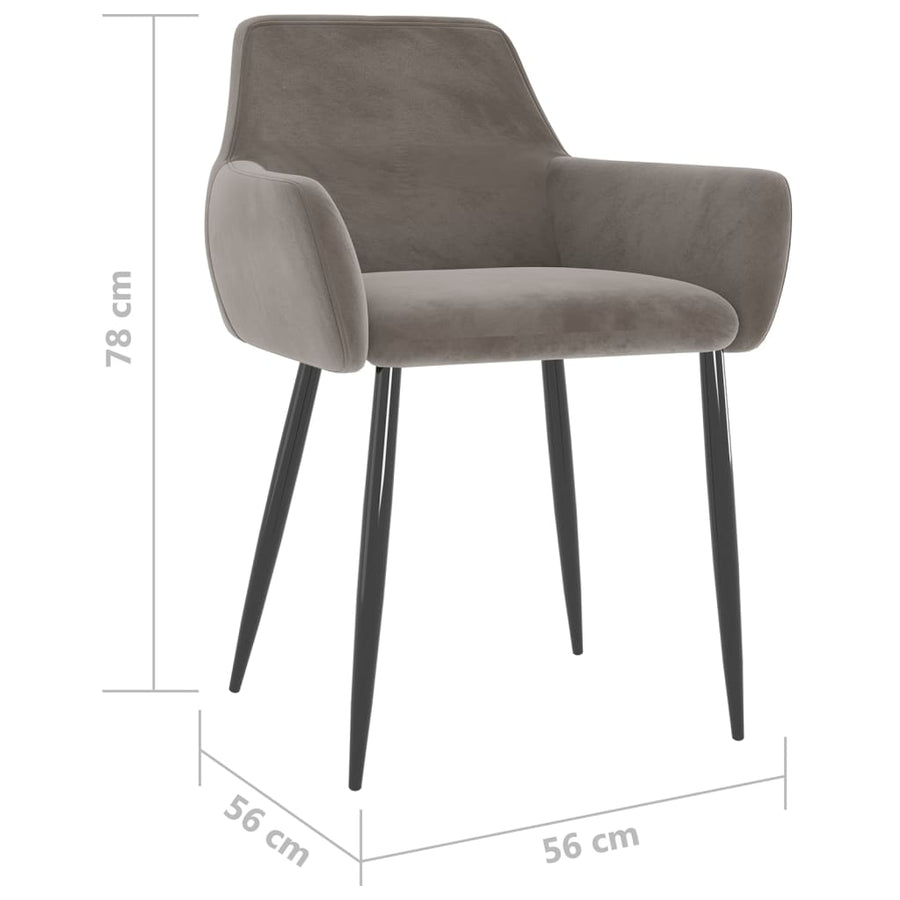 Eetkamerstoelen 2 st fluweel lichtgrijs