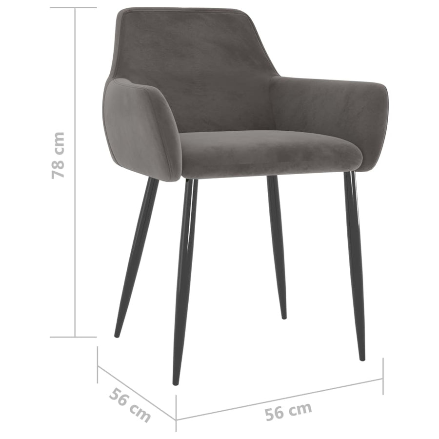 Eetkamerstoelen 2 St Fluweel Donkergrijs