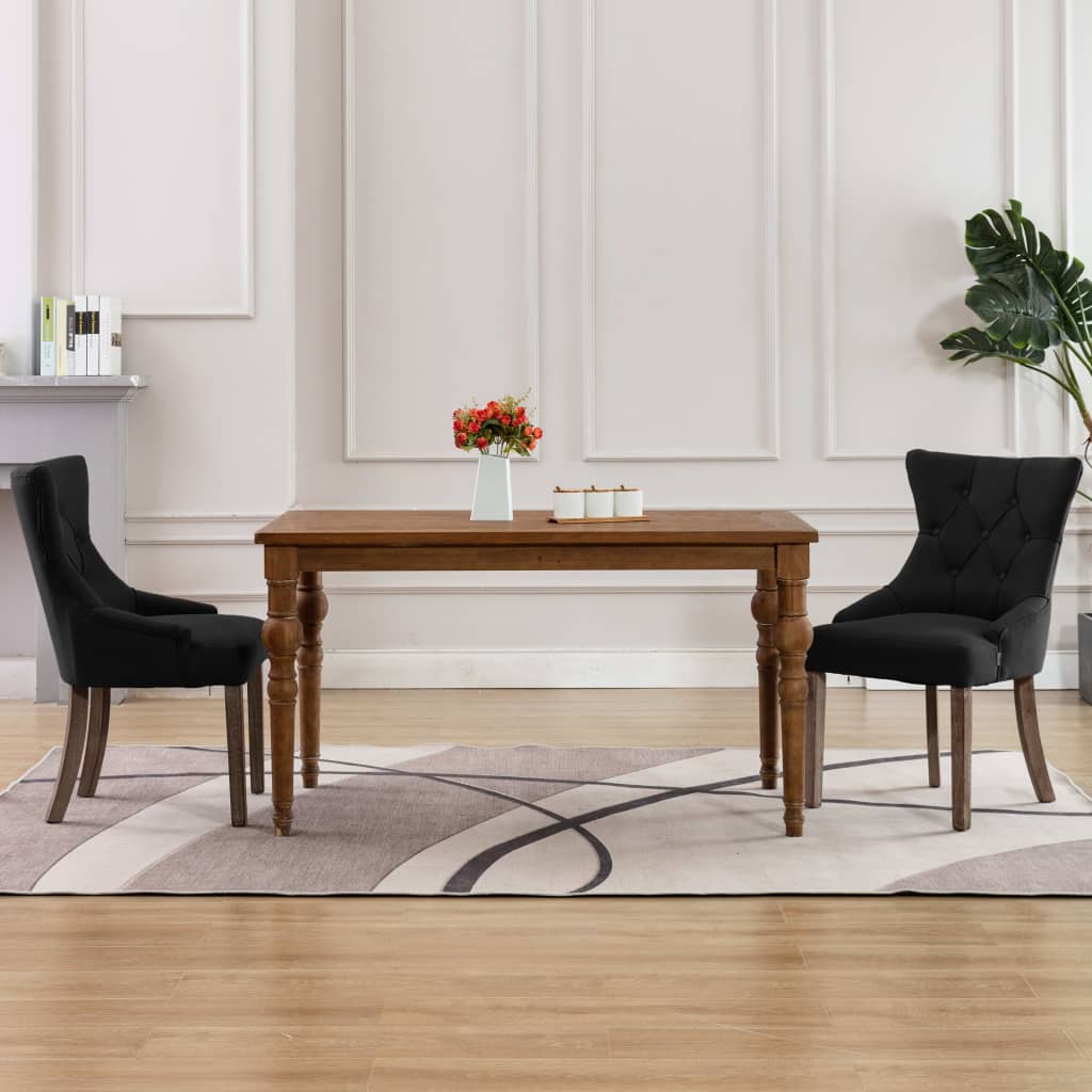 Eetkamerstoelen Stof 2 Zwart