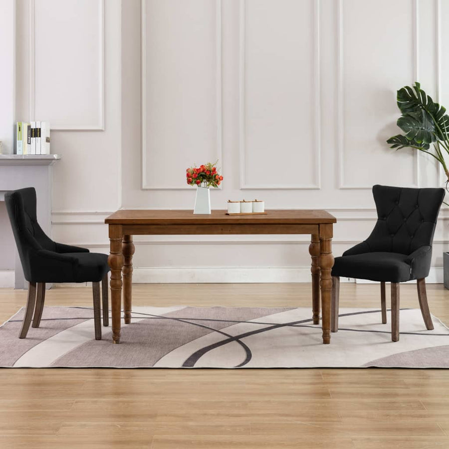 Eetkamerstoelen Stof 2 Zwart